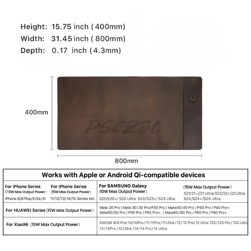 Vintage Cowhide Mouse Pad with - Wireless Charging Pad recensie en prijs